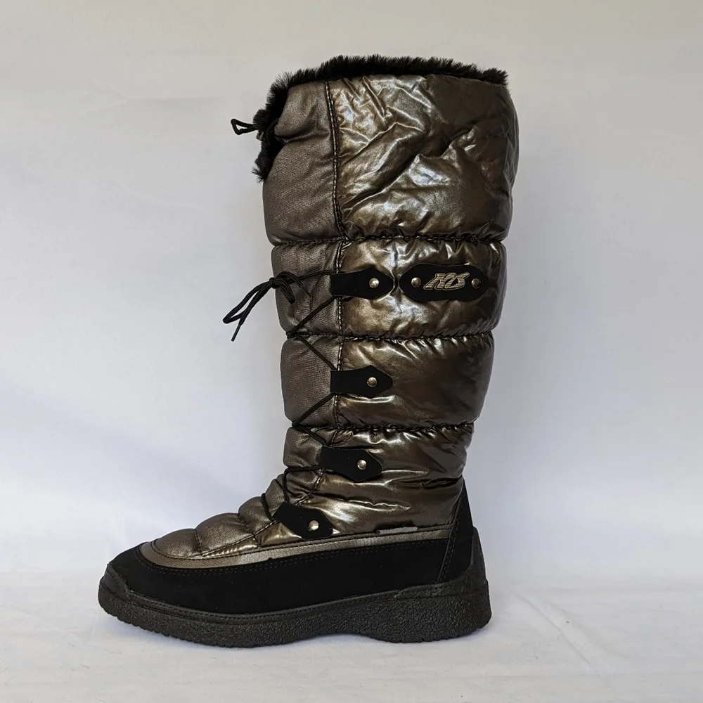NiS Winter Boot Mid Calf Air On Feet Faux Fur Metallic Graphite EU40 US 9 NWT